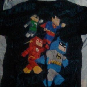 League Black and Red Superhero Block Style Tee